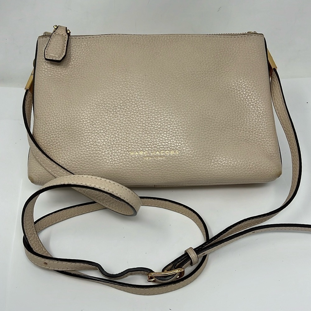 Marc Jacobs Nude Blush Pebbled Leather Double Zip Crossbody Bag